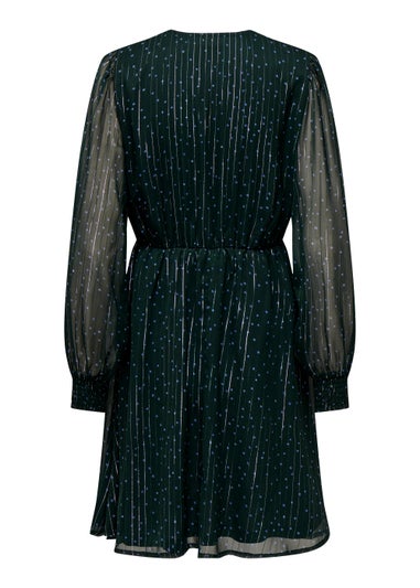 JDY Cody Green V Neck Long Sleeve Dress