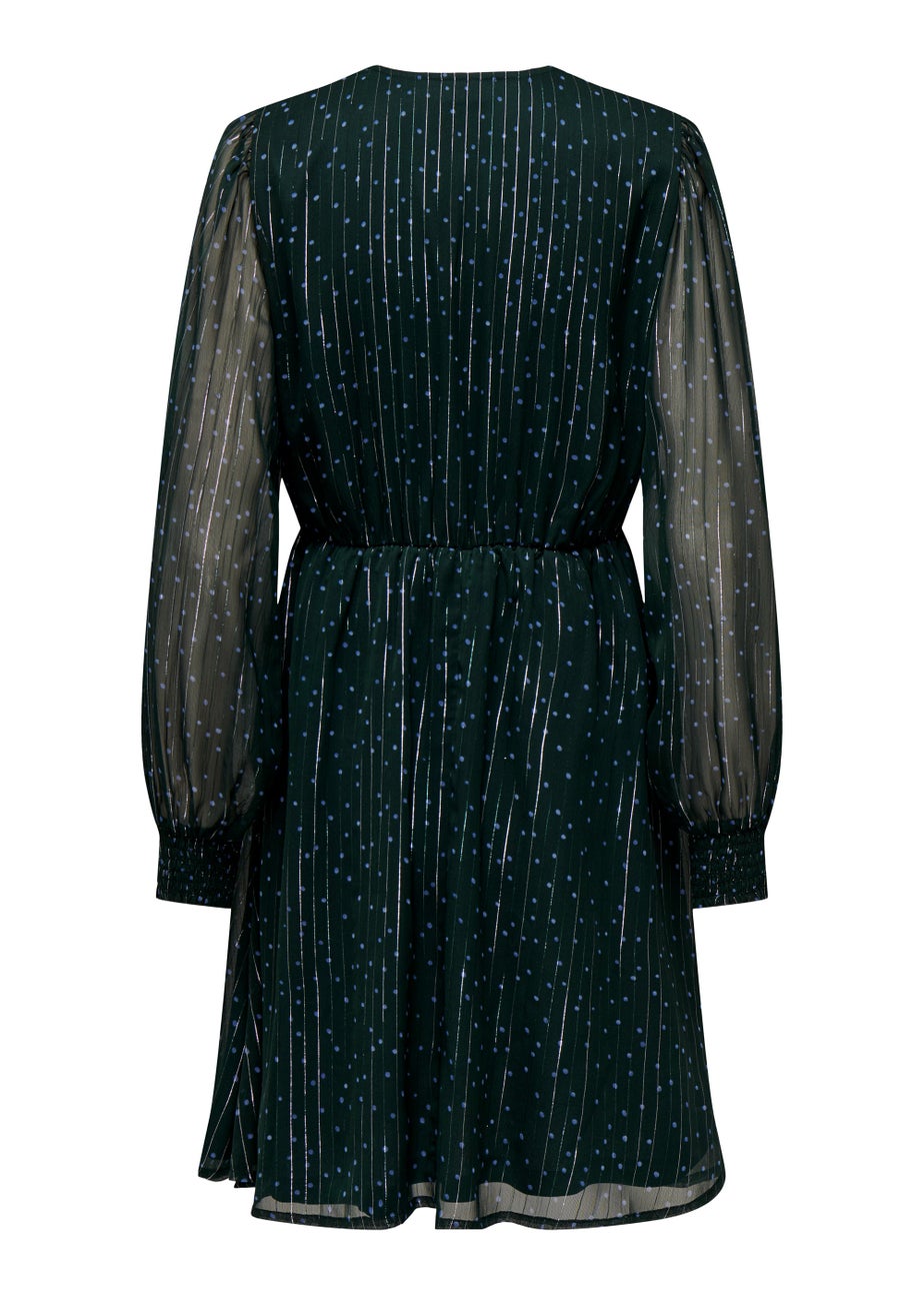 JDY Cody Green V Neck Long Sleeve Dress
