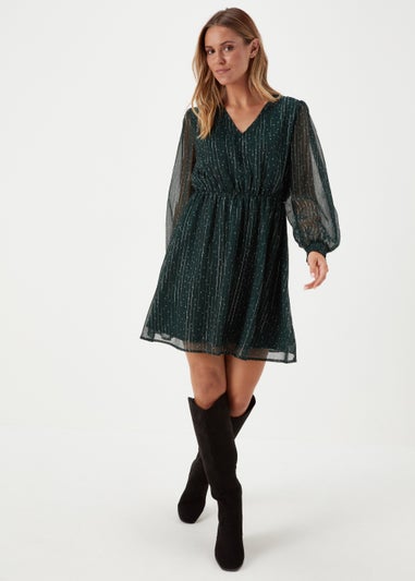 JDY Cody Green V Neck Long Sleeve Dress