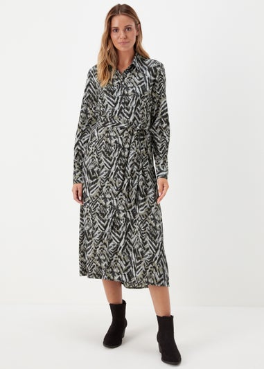 JDY Caine Black Long Sleeve Midi Shirt Dress