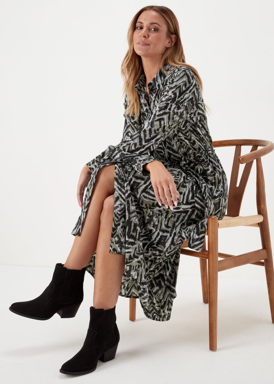 JDY Caine Black Long Sleeve Midi Shirt Dress