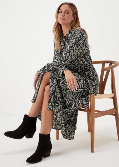 JDY Caine Black Long Sleeve Midi Shirt Dress