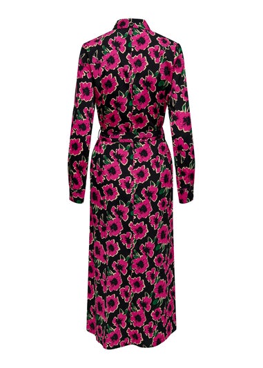 JDY Caine Pink Floral Midi Shirt Dress