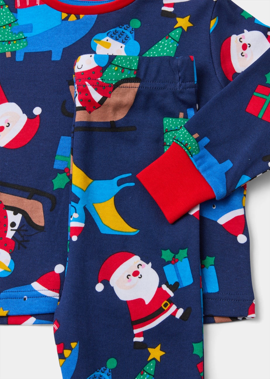 Boys Navy Christmas Print Pyjama Set (9mths-5yrs)