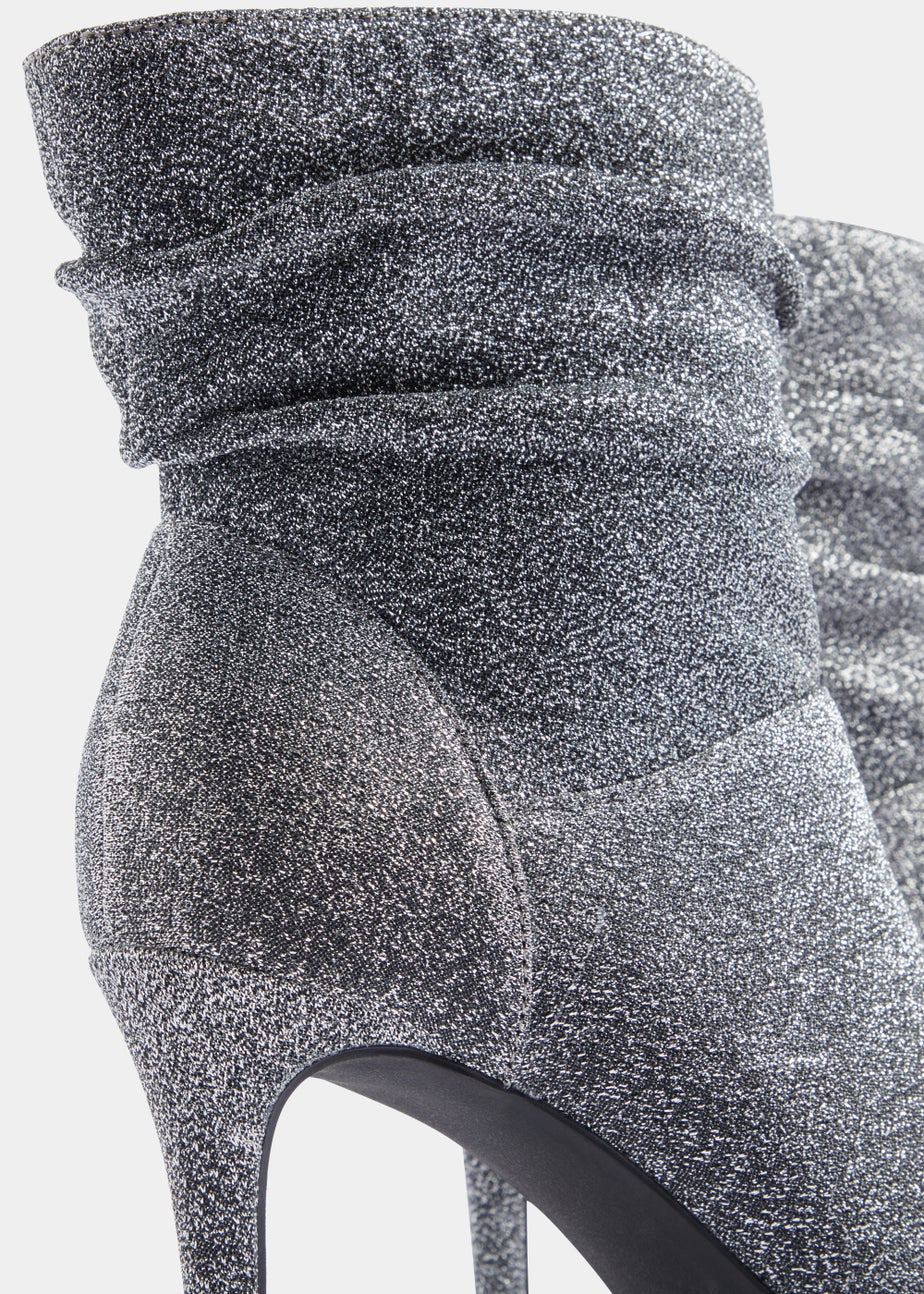 Silver Glitter Slouch Point Heels