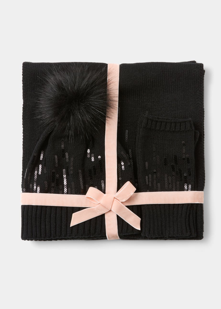Mütze Mit Schal Damen Atania Damen Set - Bobble Hat & Touchscreen Handschuhe Mütze Schal Handschuhe Set Damen