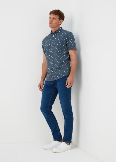 Navy Christmas Print Shirt