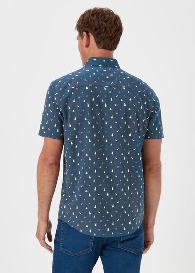 Navy Christmas Print Shirt