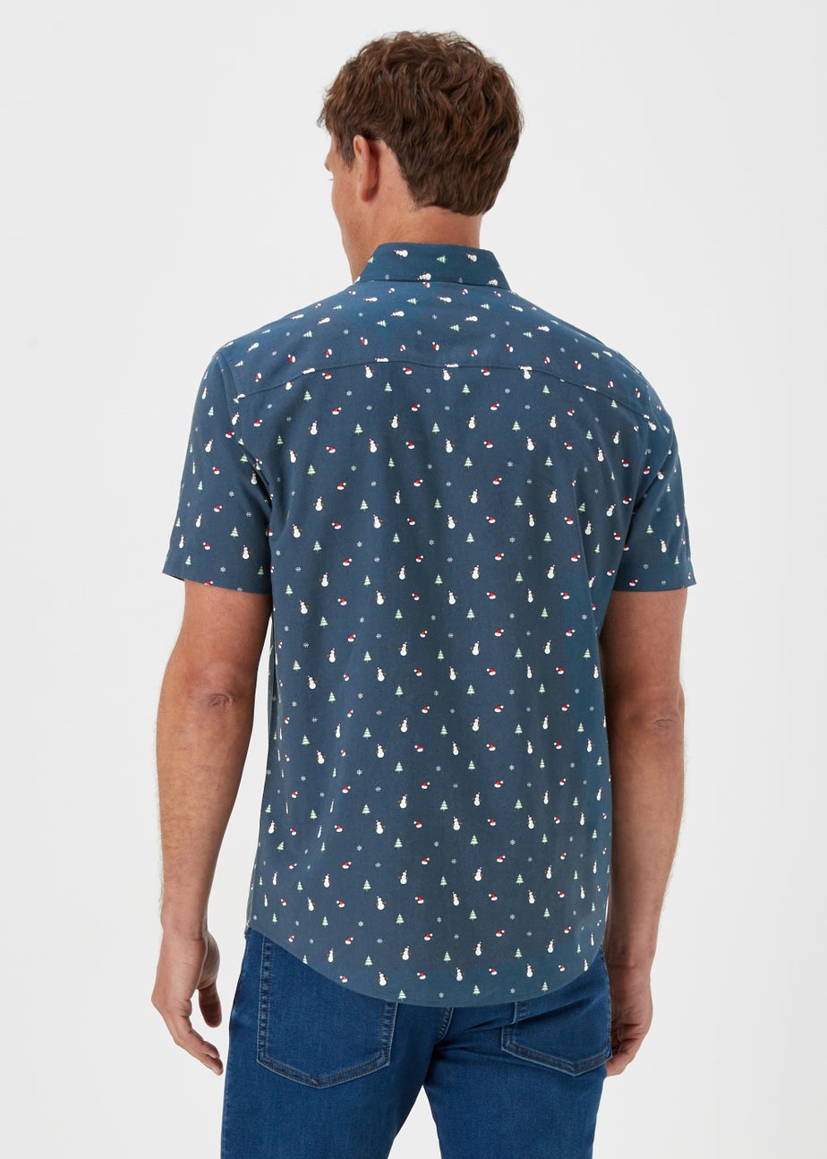 Navy Christmas Print Shirt