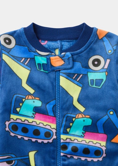 Boys Navy Digger Footless Onesie (9mths-5yrs)