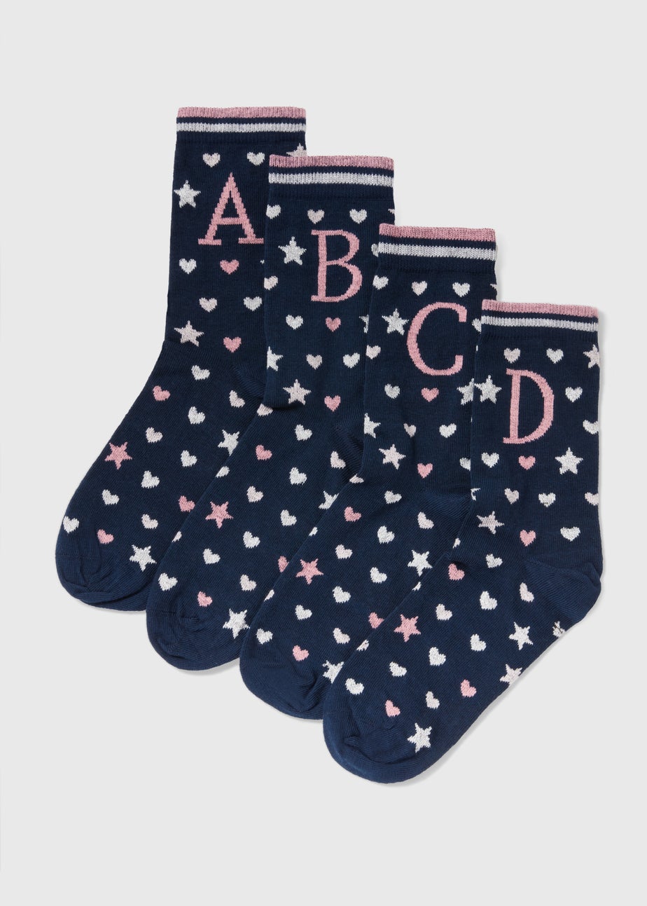 Navy Personalised Initial Socks