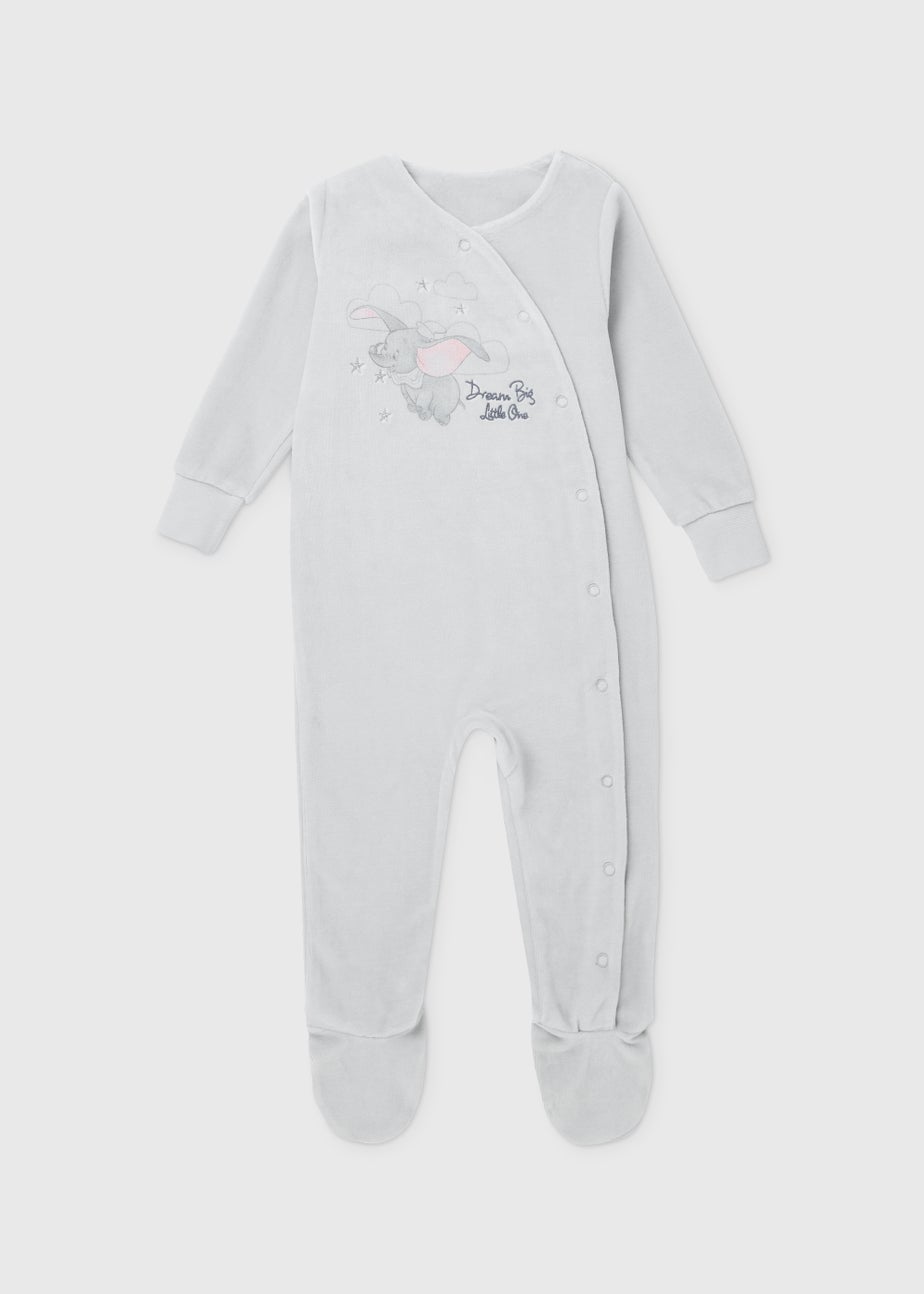 Baby Grey Disney Dumbo Velour Sleepsuit (Newborn-12mths)
