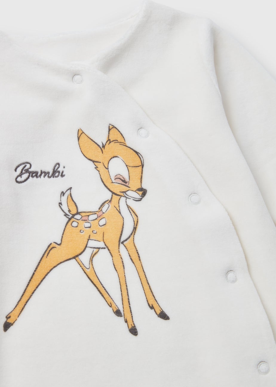 Baby Cream Disney Bambi Velour Sleepsuit (Newborn-12mths)