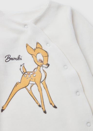 Baby Cream Disney Bambi Velour Sleepsuit (Newborn-12mths)