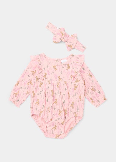 Kids Pink Disney Bambi Romper & Headband Set (Newborn-12mths)
