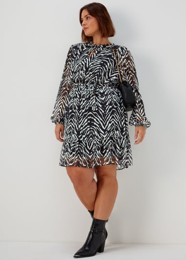 Papaya Curve Multicoloured Print Chiffon Mini Dress