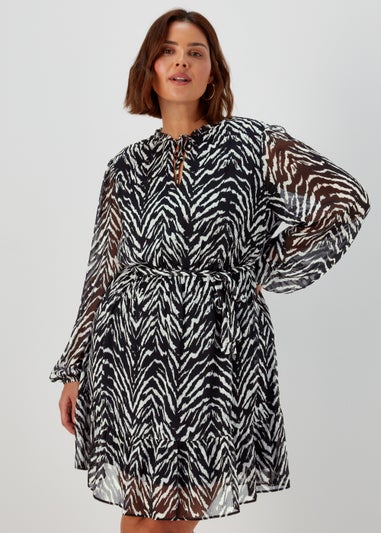 Papaya Curve Multicoloured Print Chiffon Mini Dress