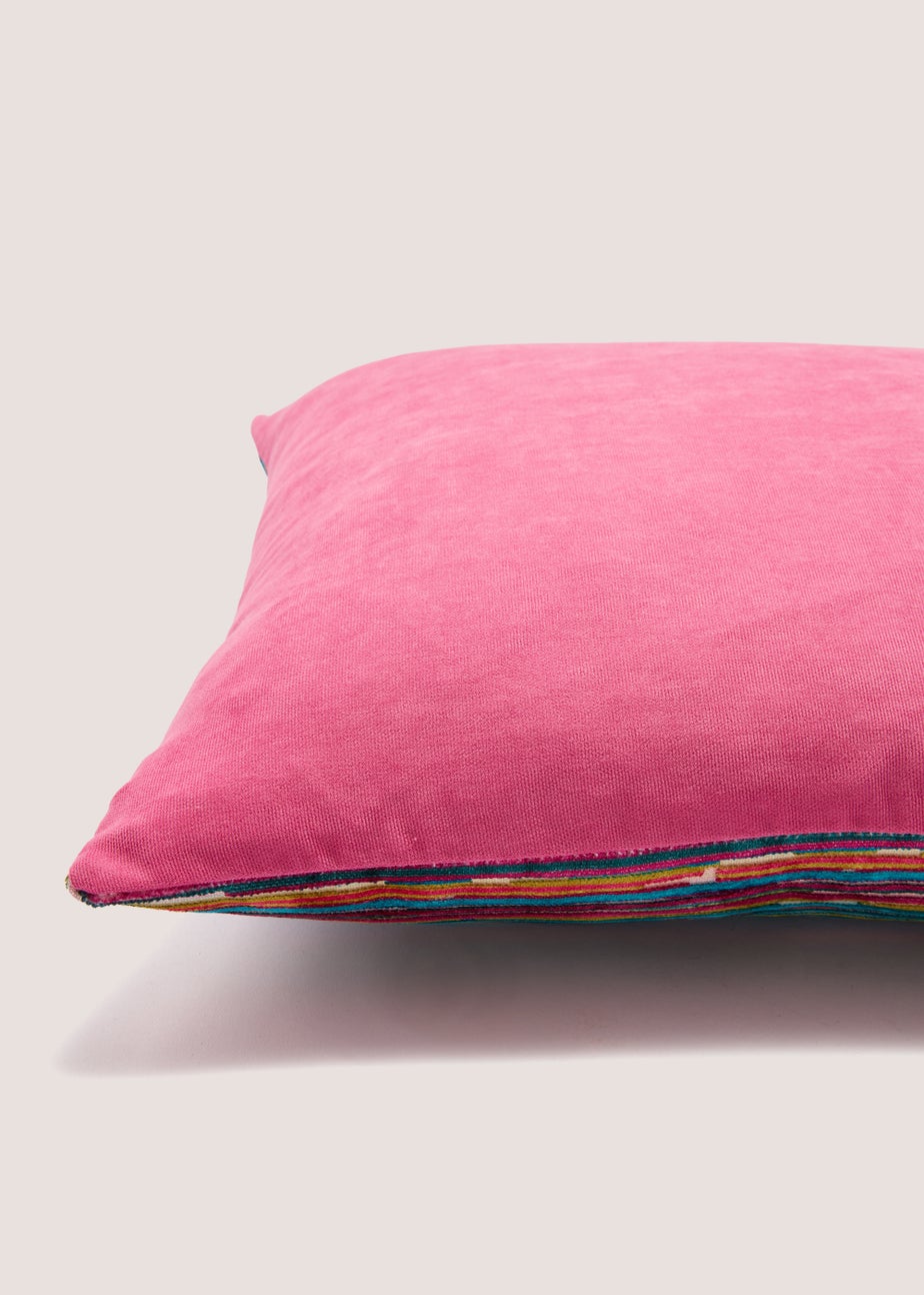 Pink Stripe Velvet Cushion