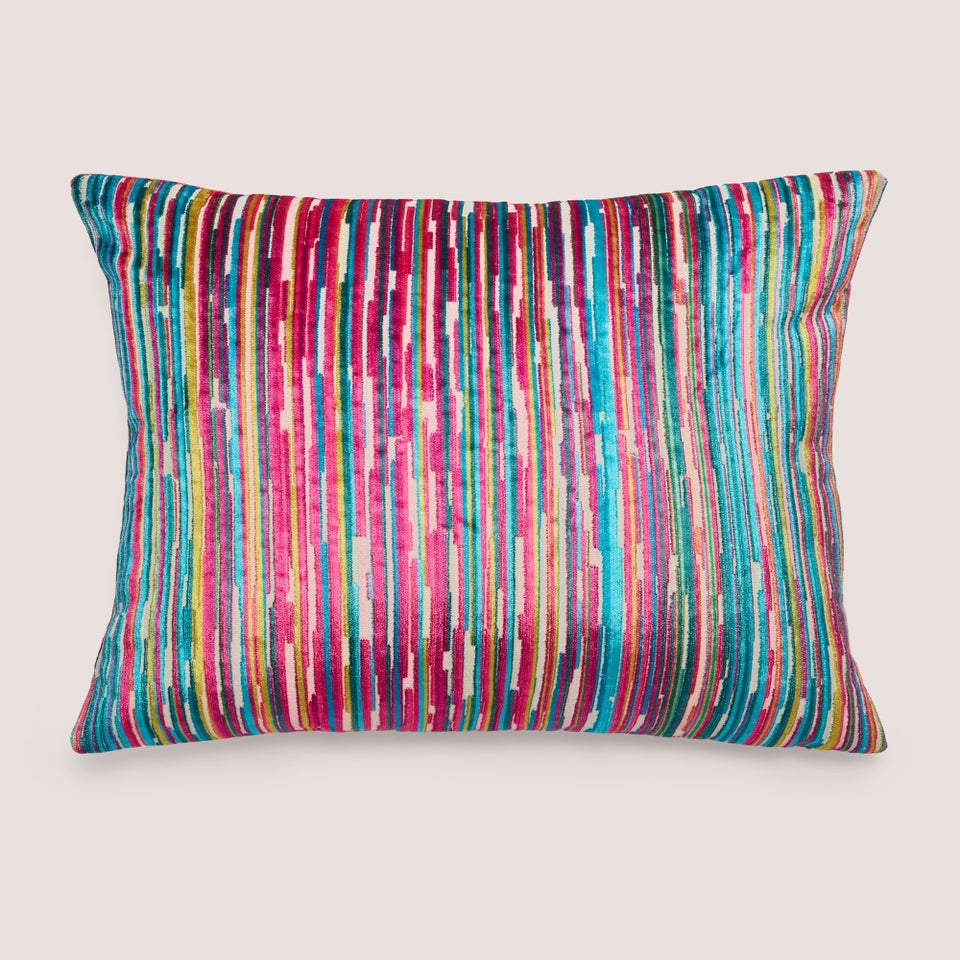 Pink Stripe Velvet Cushion