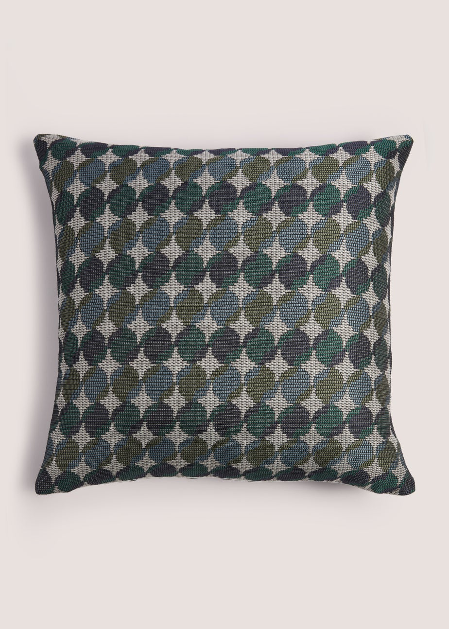 Navy & Green Polka Dot Cushion (43cm x 43cm)
