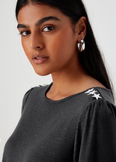 Black Star Jersey Long Sleeve Top