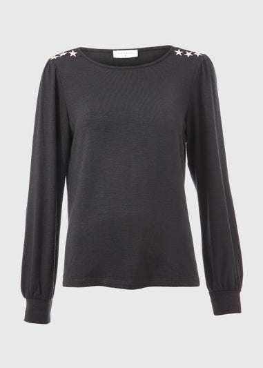 Black Star Jersey Long Sleeve Top