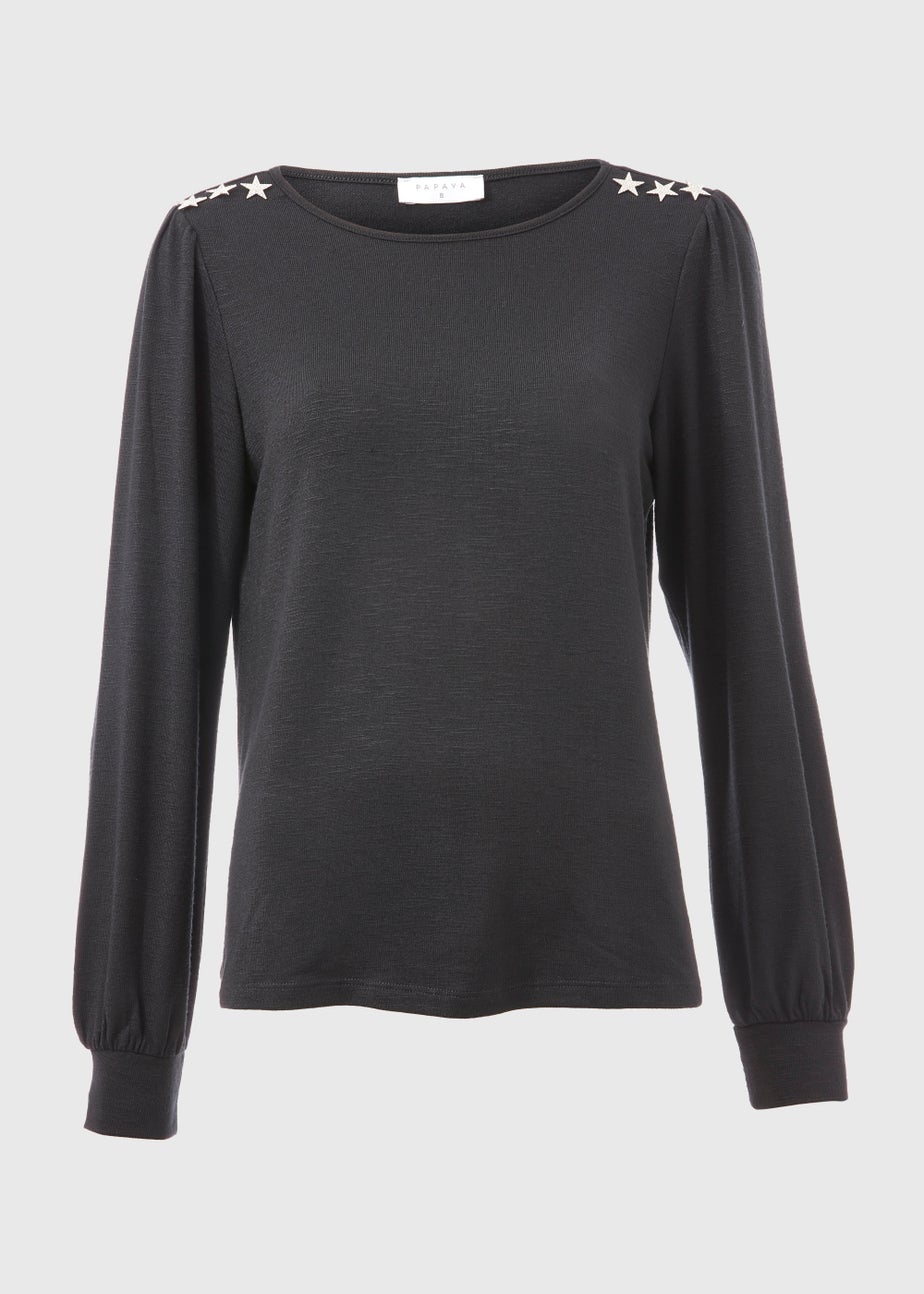 Black Star Jersey Long Sleeve Top