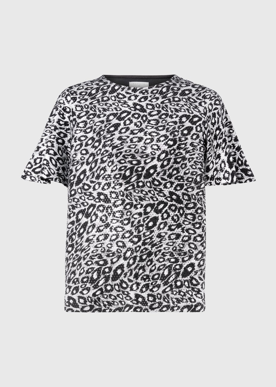 Silver Leopard Foil Top