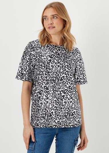 Silver Leopard Foil Top