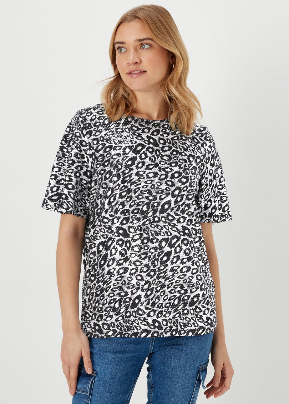 Silver Leopard Foil Top