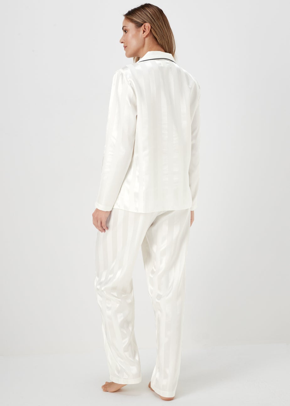 Cream Stripe Jacquard Satin Pyjama Set