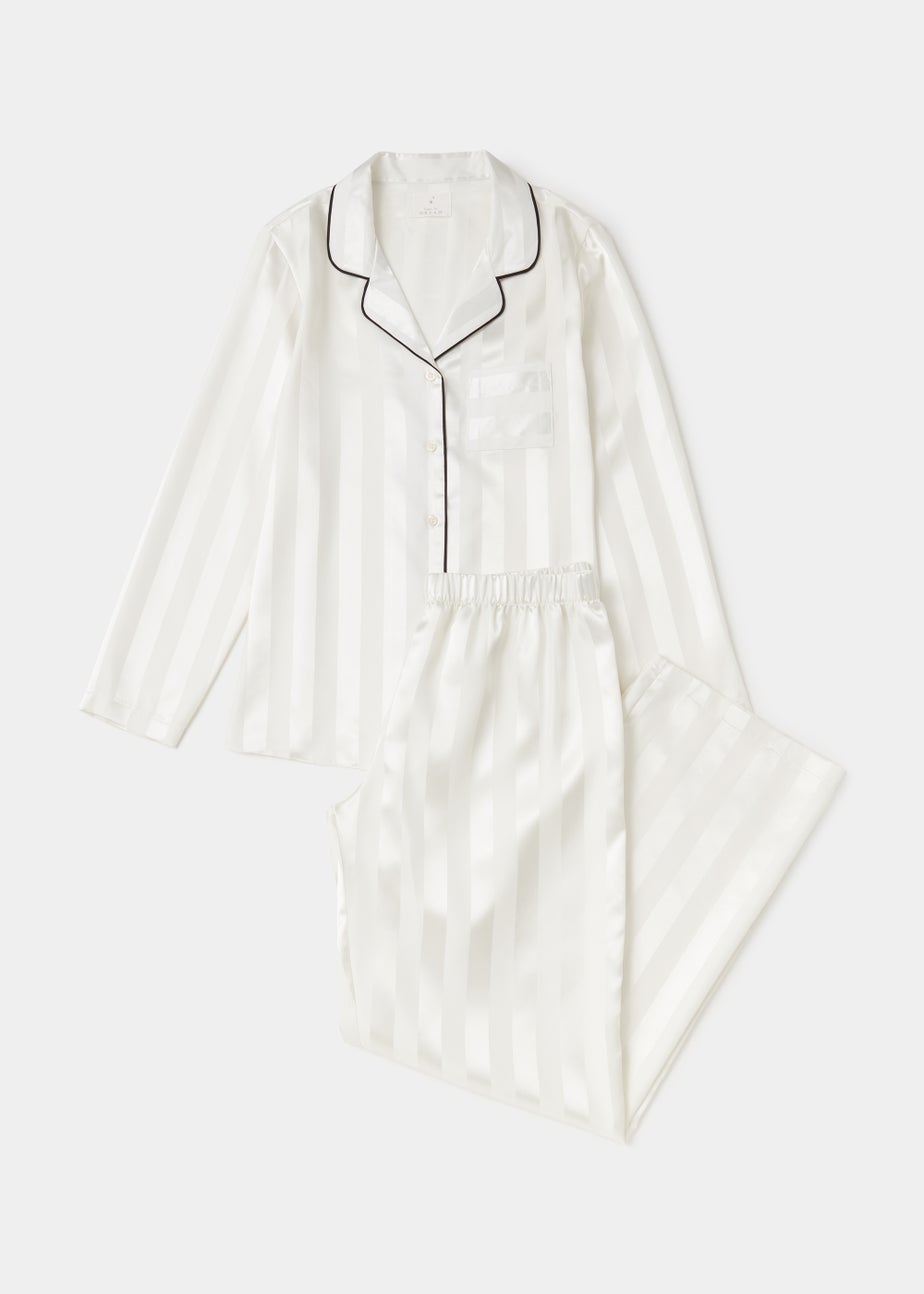 Cream Stripe Jacquard Satin Pyjama Set