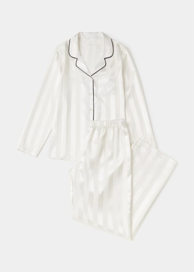 Cream Stripe Jacquard Satin Pyjama Set