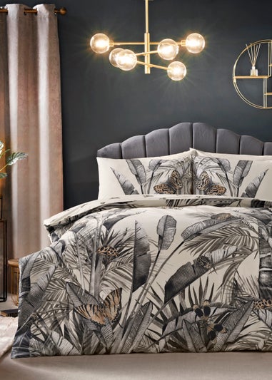 Monochrome Jungle Print 100% Cotton Reversible Duvet Cover