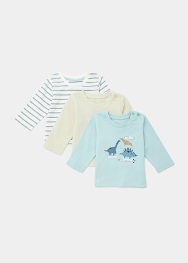 Baby 3 Pack Dinosaur Long Sleeve T-Shirts (Newborn-23mths)