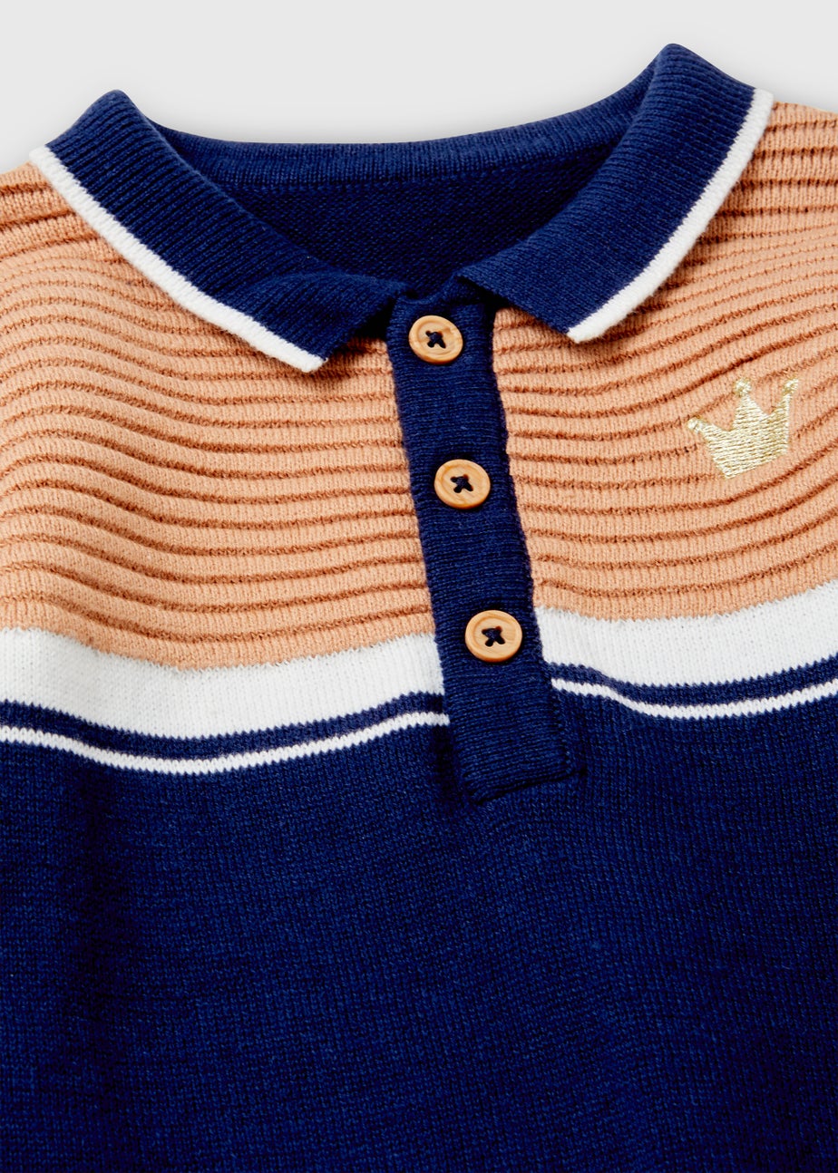 Baby Navy Knitted Smart Romper (Newborn-23mths)