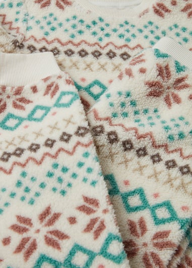 Girls Cream Fair Isle Borg Pyjama Set (4-13yrs)