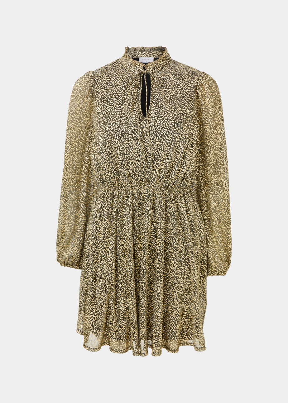 Gold Animal Print Mini Dress