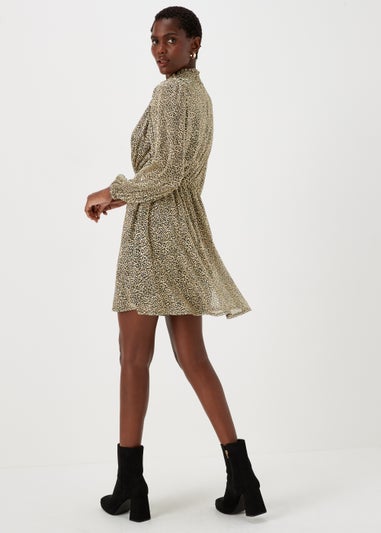 Gold Animal Print Mini Dress