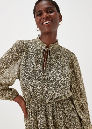 Gold Animal Print Mini Dress