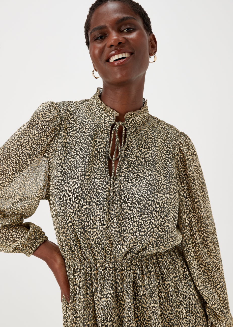 Gold Animal Print Mini Dress