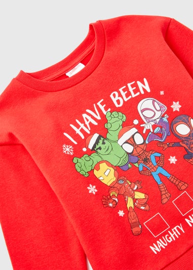 Kids Red Spider-Man Print Christmas Sweatshirt (9mths-6yrs)