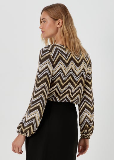 Gold Zigzag Long Sleeve Top