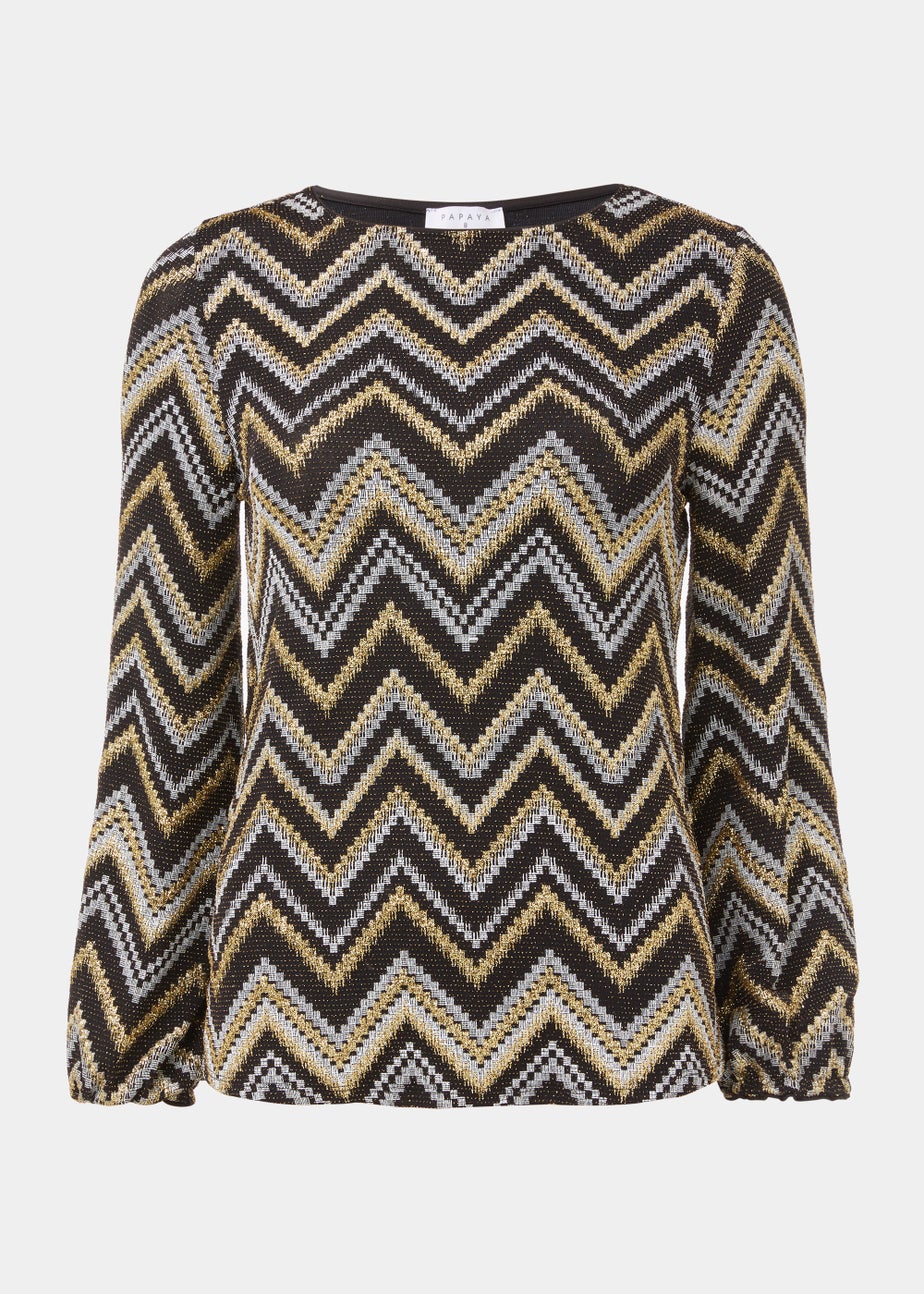 Gold Zigzag Long Sleeve Top