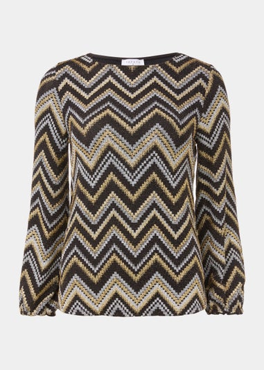 Gold Zigzag Long Sleeve Top