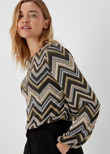 Gold Zigzag Long Sleeve Top
