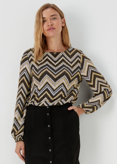 Gold Zigzag Long Sleeve Top