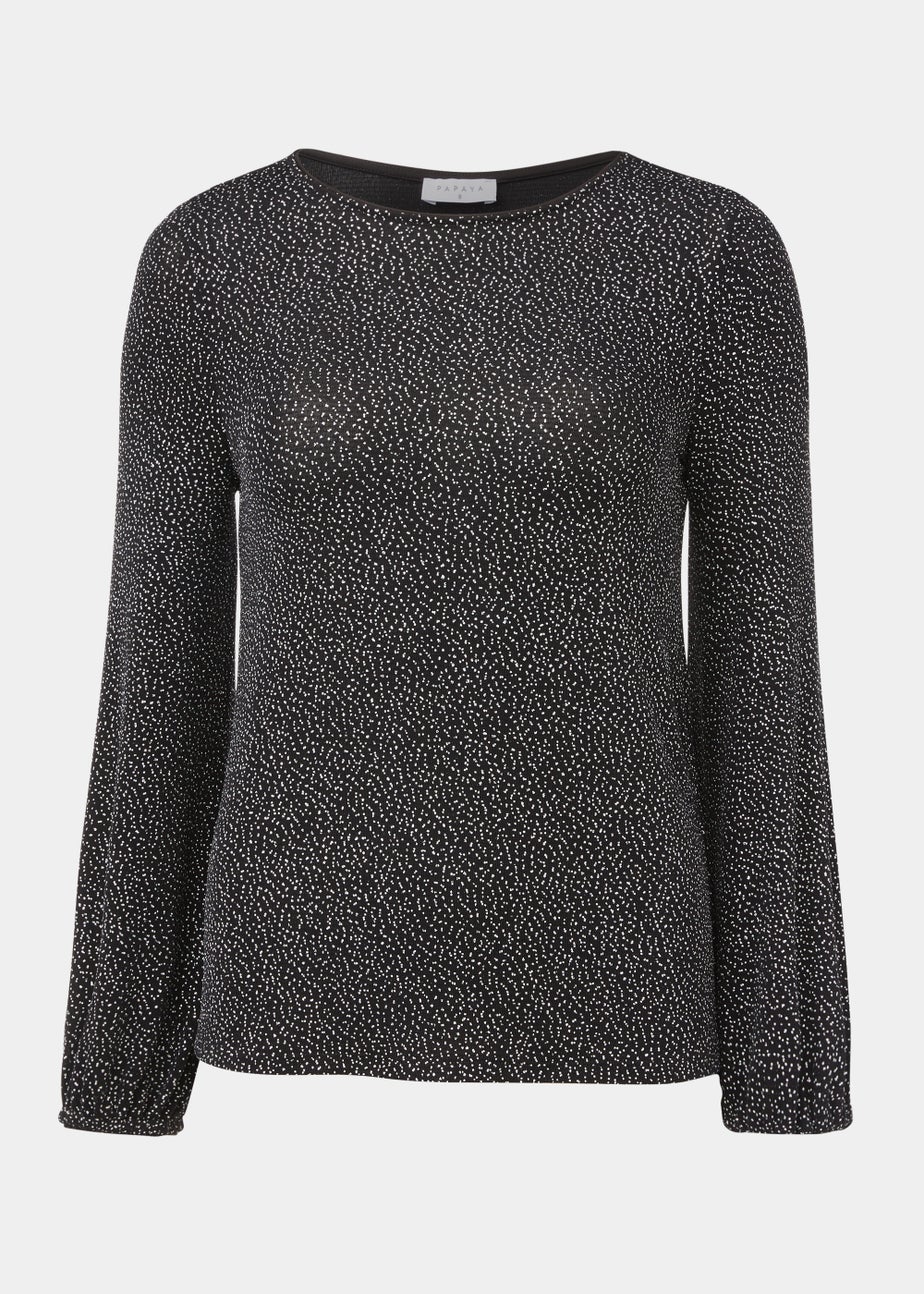 Silver Glitter Long Sleeve Top