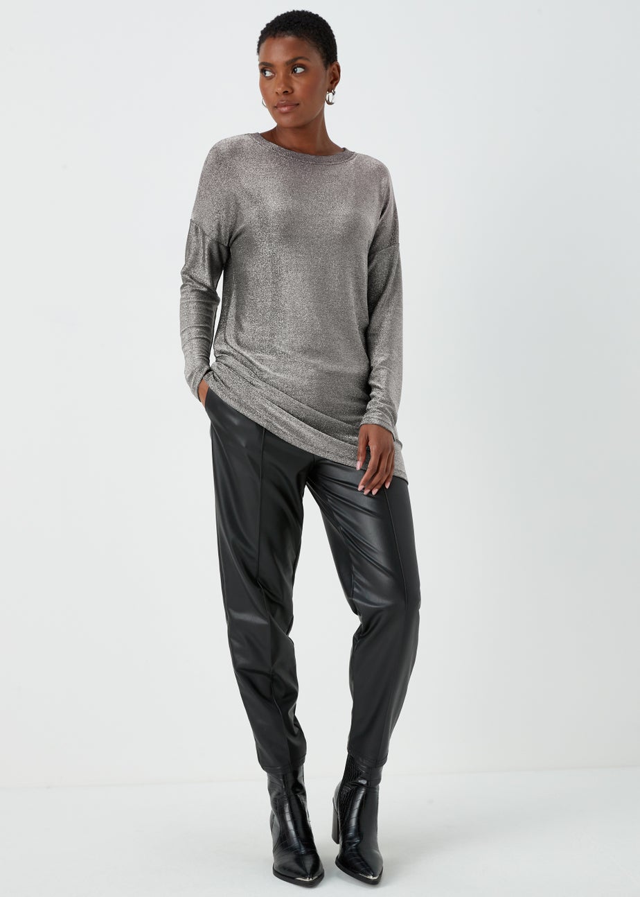 Silver Metallic Longline Top