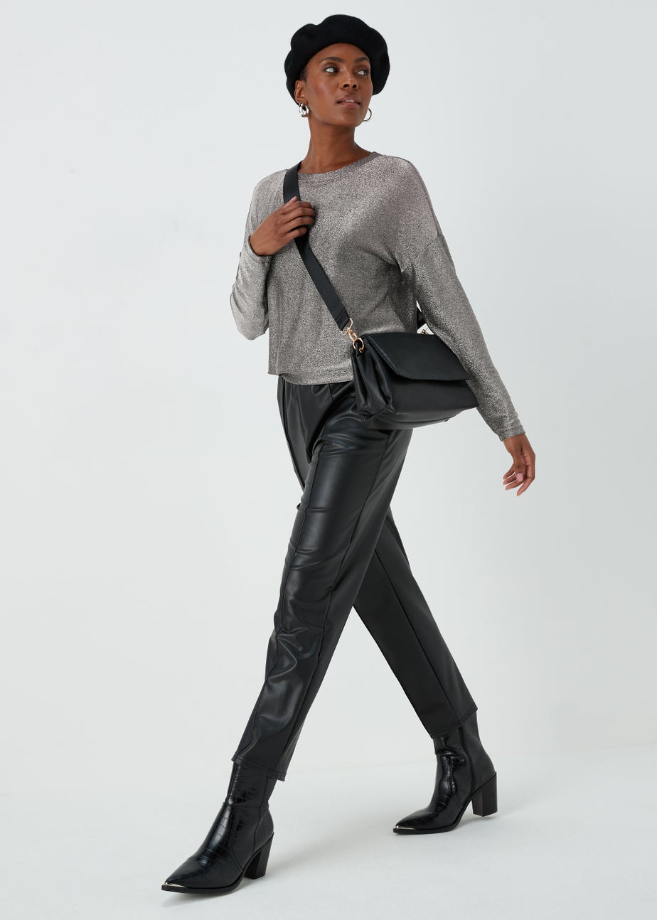 Silver Metallic Longline Top